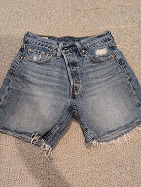 Levi's Light Blue Distressed Denim Shorts